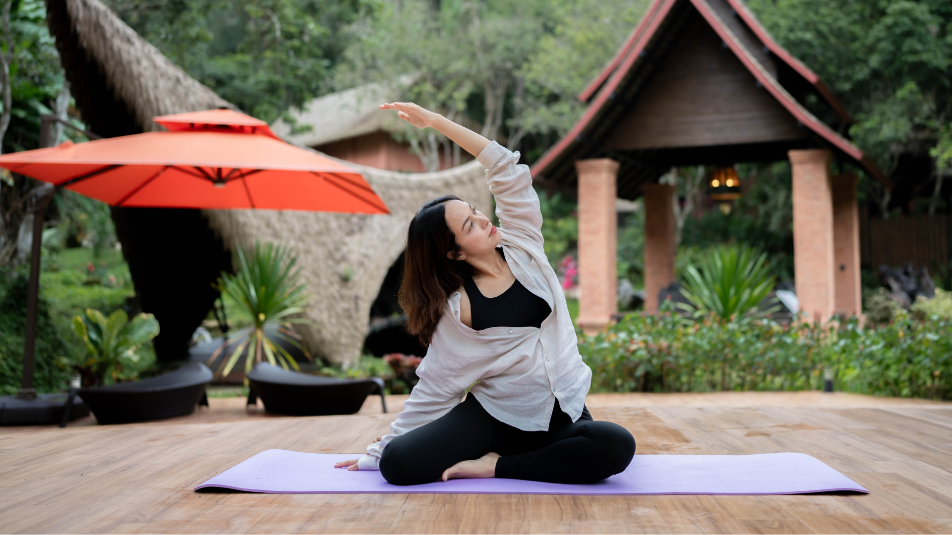Guided yoga session at Moon Hall Terrace